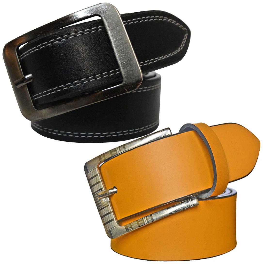 

Sunshopping Men s Black And Tan Synthetic Leather Belt