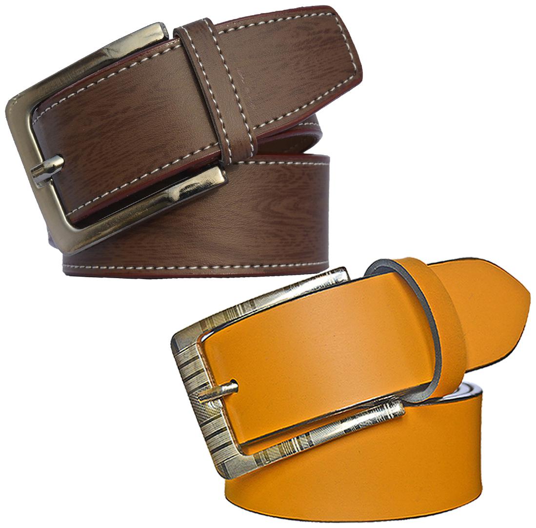 

Sunshopping Men s Brown And Tan Synthetic Leather Belt