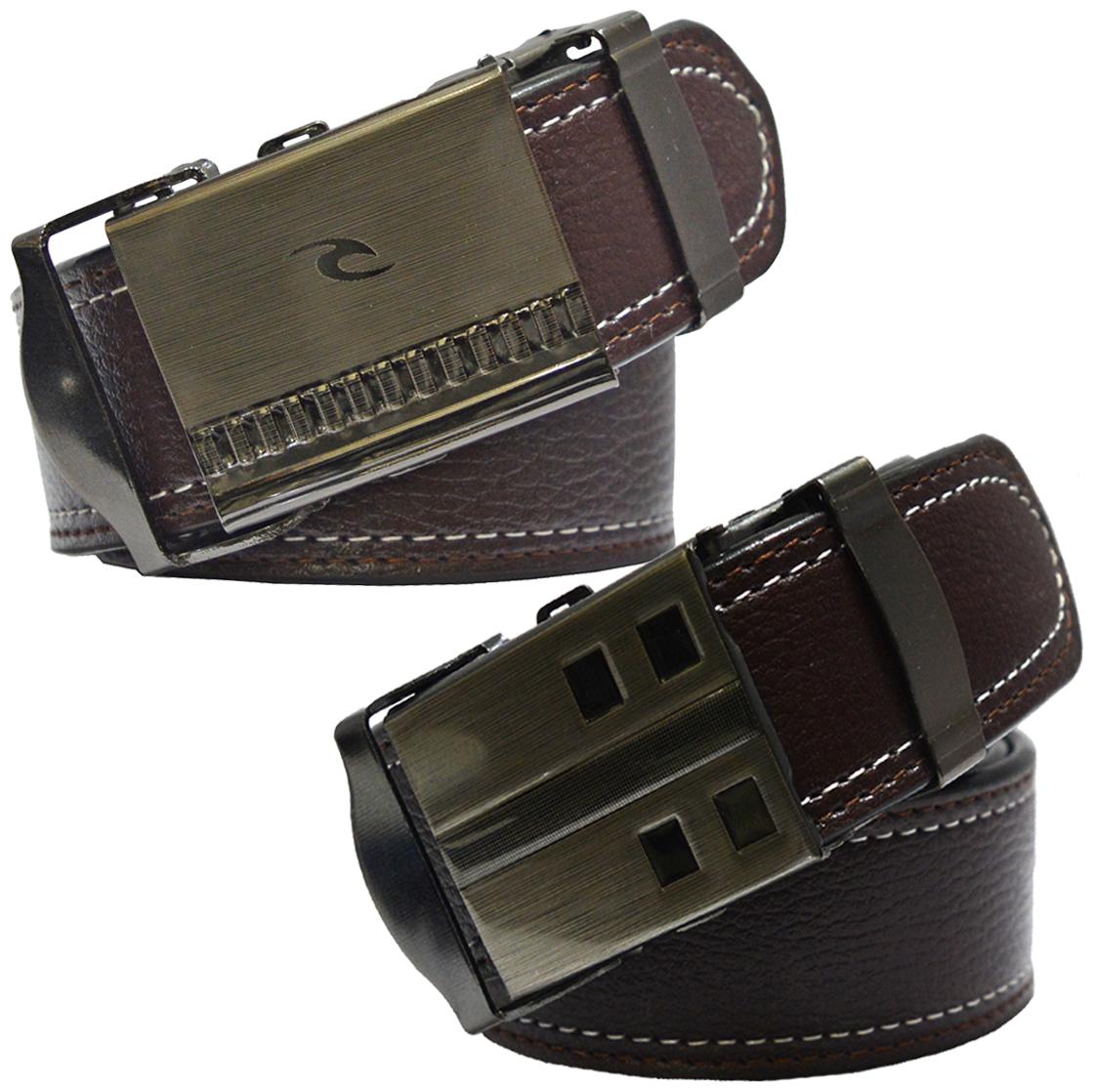 

Sunshopping men s brown leatherite auto lock buckle belts combo