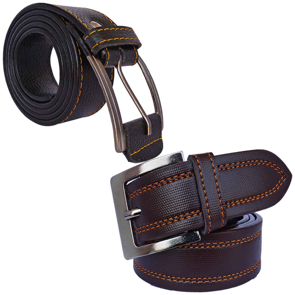 

Sunshopping men s Black and Brown Leatherite belts combo