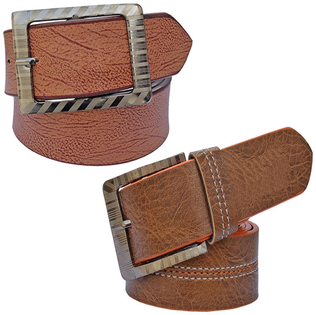

Sunshopping Men s Brown And Tan Synthetic Belts Combo