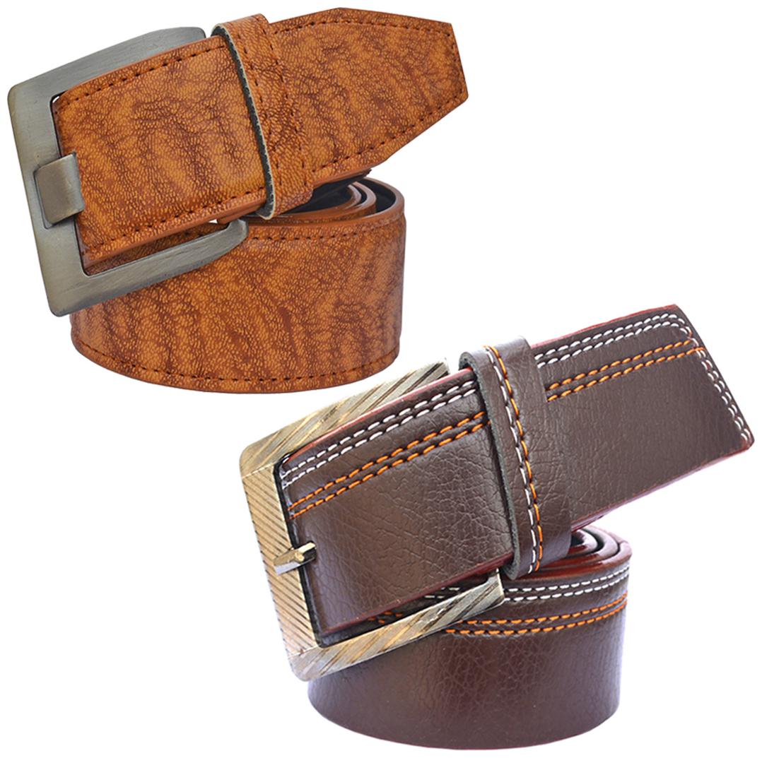 

Sunshopping Men s Brown And Tan Synthetic Belts Combo