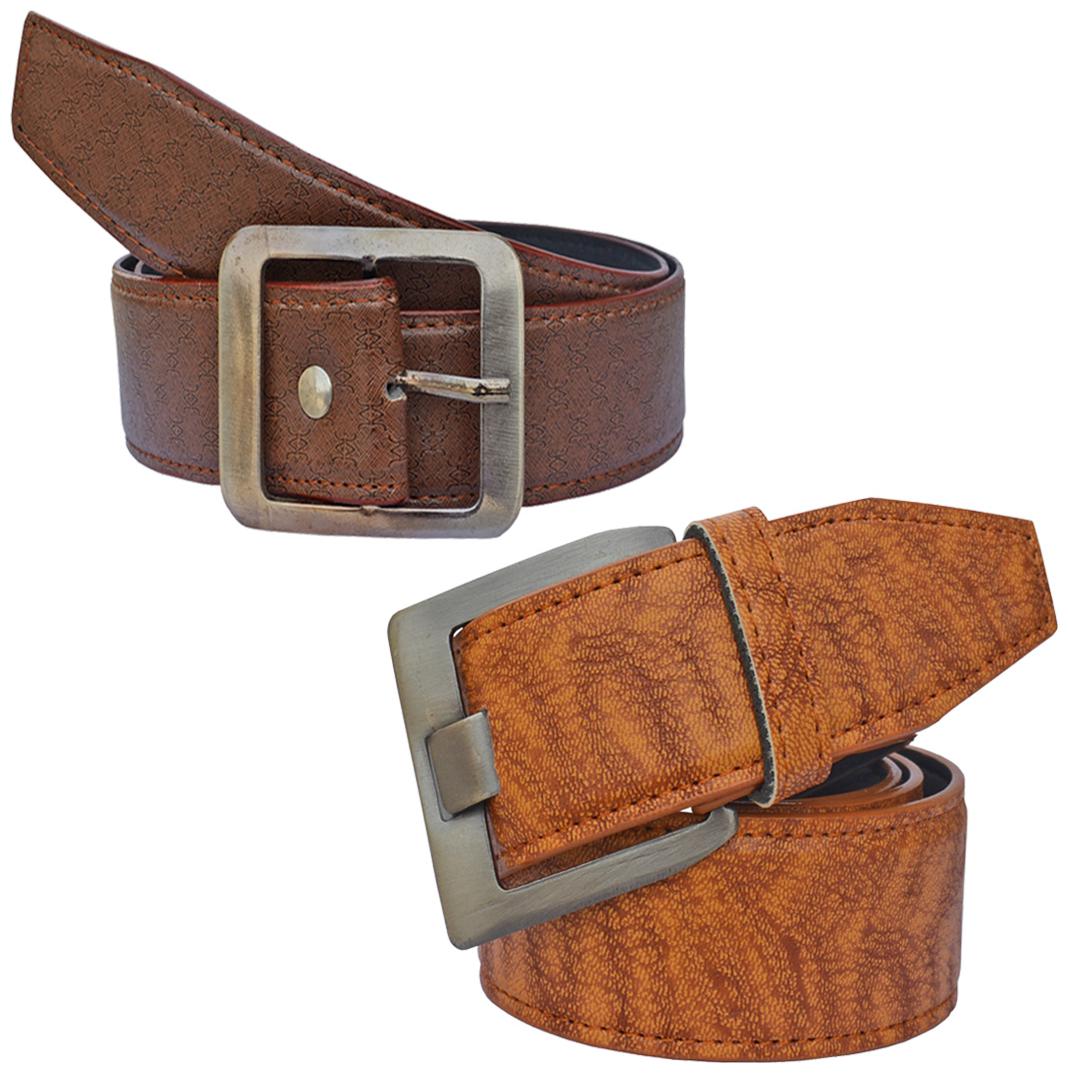 

Sunshopping Men s Brown And Tan Synthetic Belts Combo