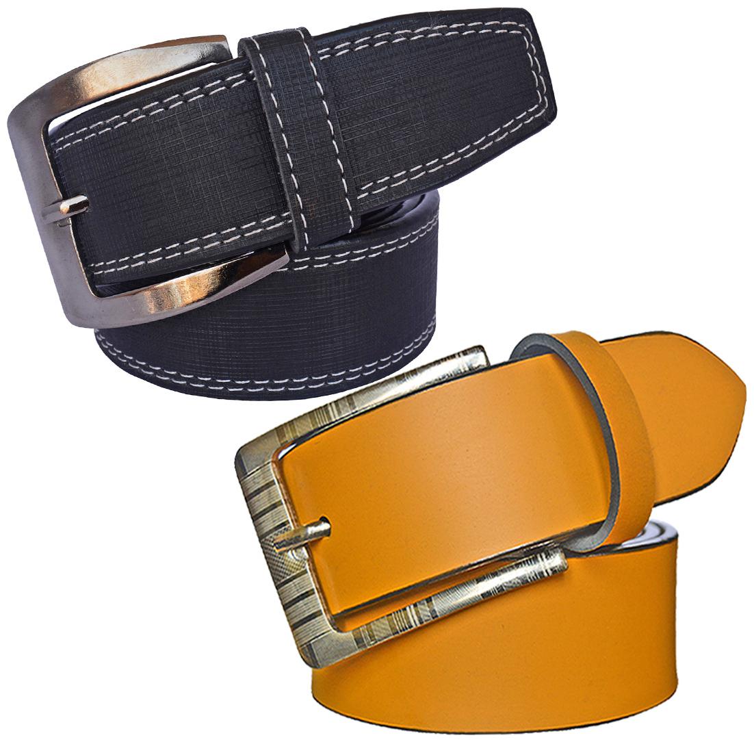 

Sunshopping Men s Black And Tan Synthetic Leather Belt