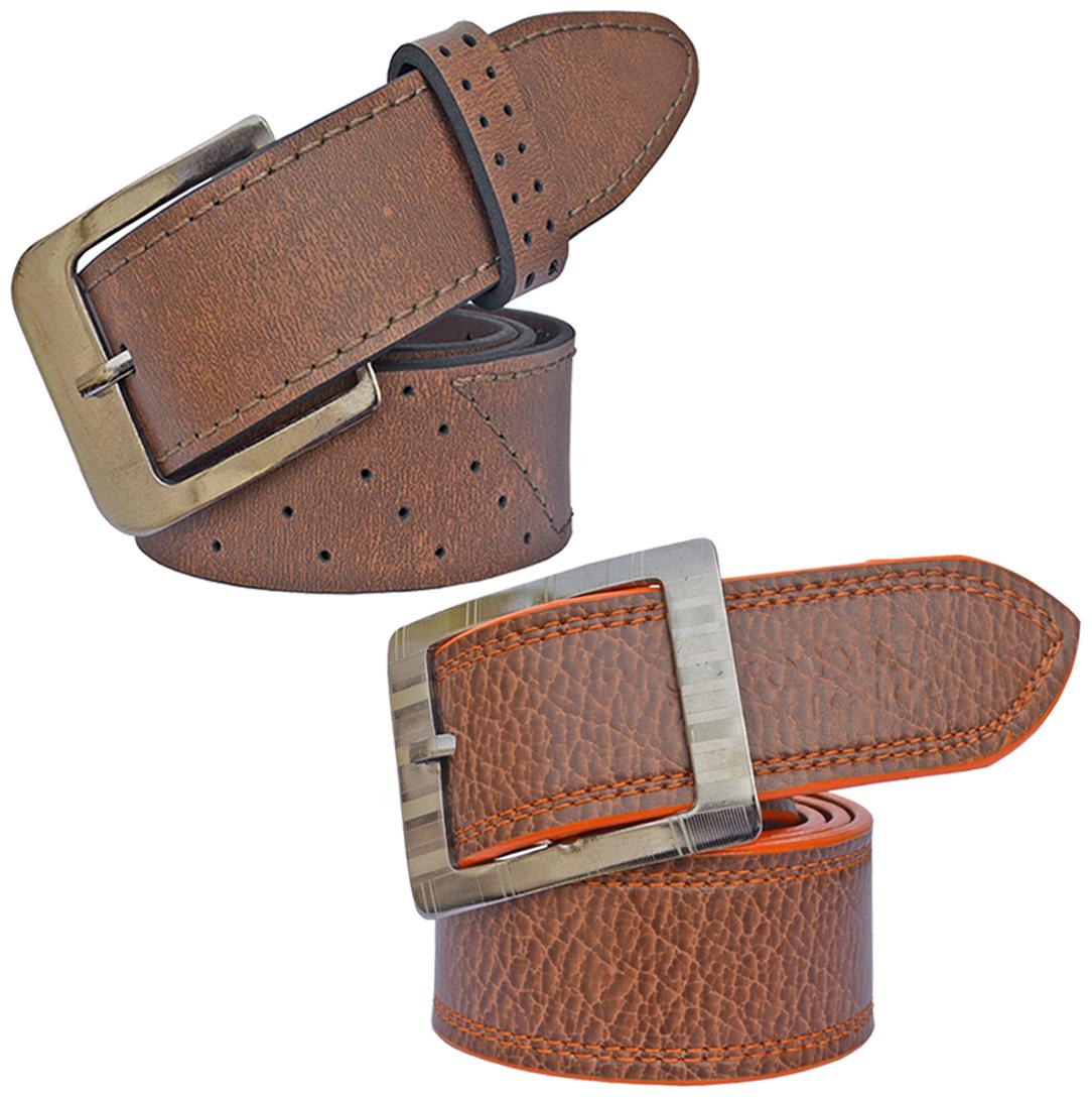 

Sunshopping men s Brown and Tan Synthetic belts combo