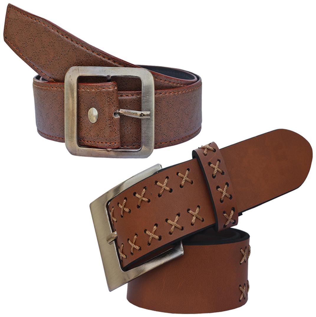 

Sunshopping Men s Brown And Tan Synthetic Belts Combo