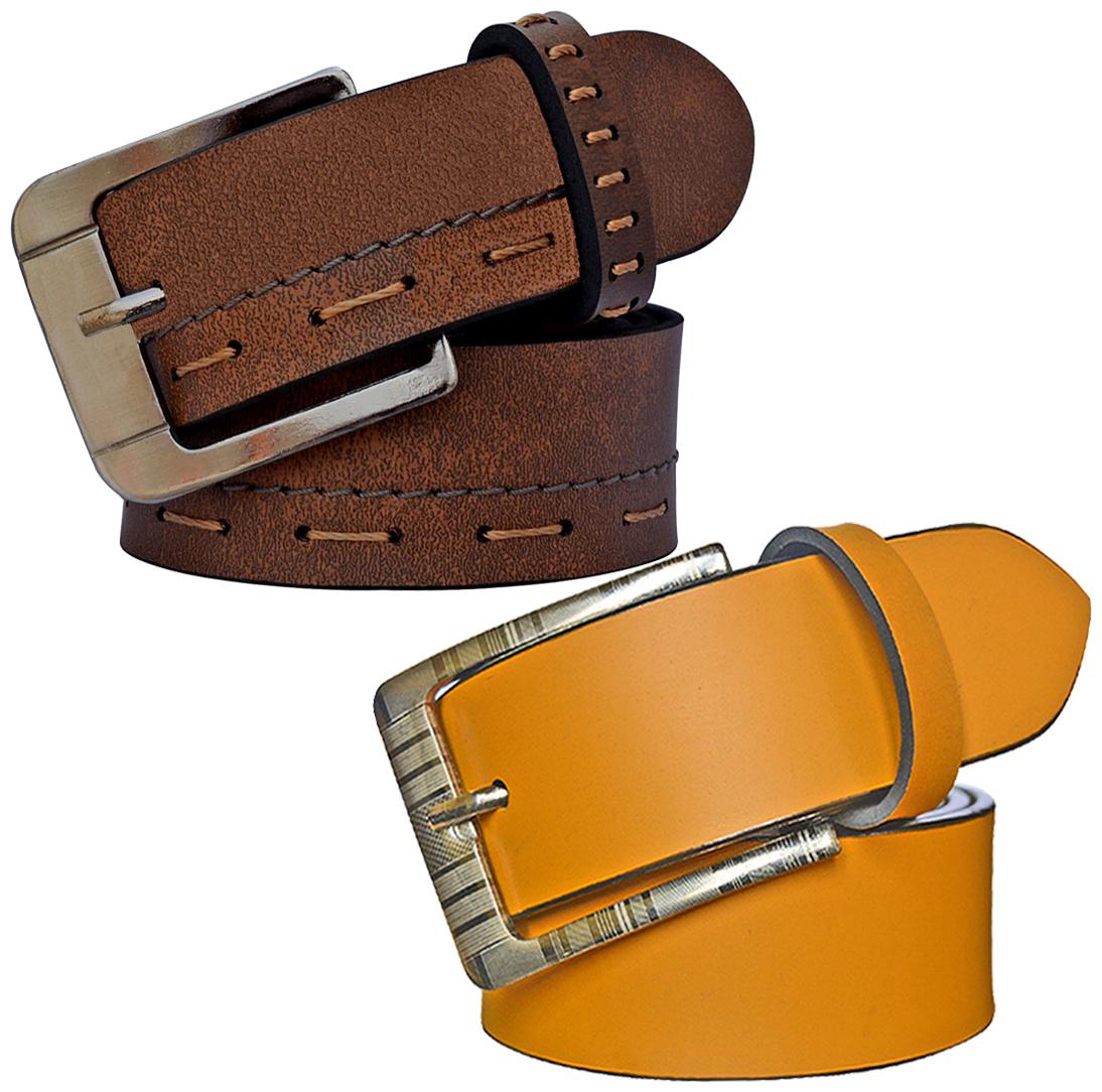 

Sunshopping Men s Brown And Tan Synthetic Leather Belt