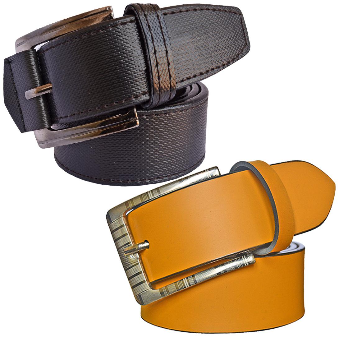 

Sunshopping Men s Black And Tan Synthetic Leather Belt