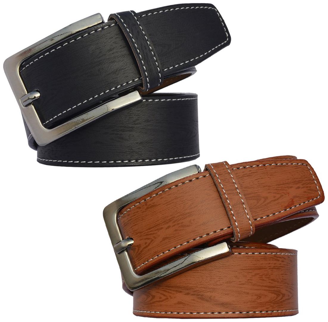 

Sunshopping men s black and tan leatherite needle pin point buckle belts combo