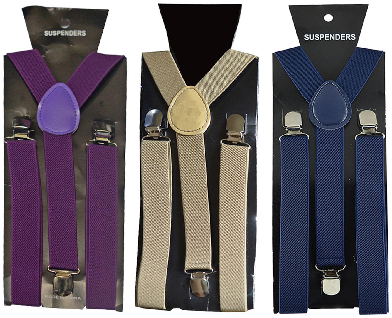 

Sunshopping men s cream purple and navy blue elastic adjustable Suspenders (pack of three)