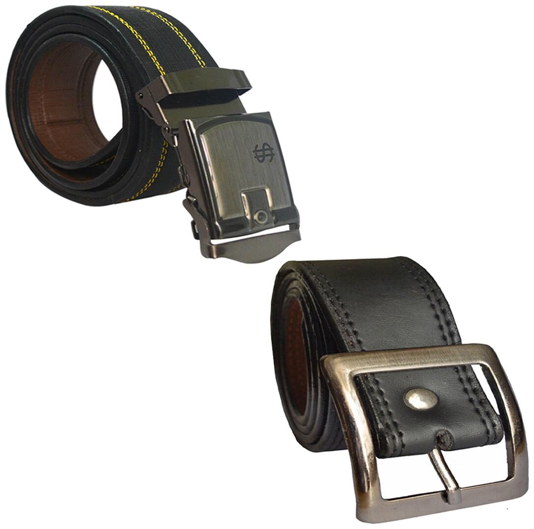 

Sunshopping men s Black Leatherite belts combo
