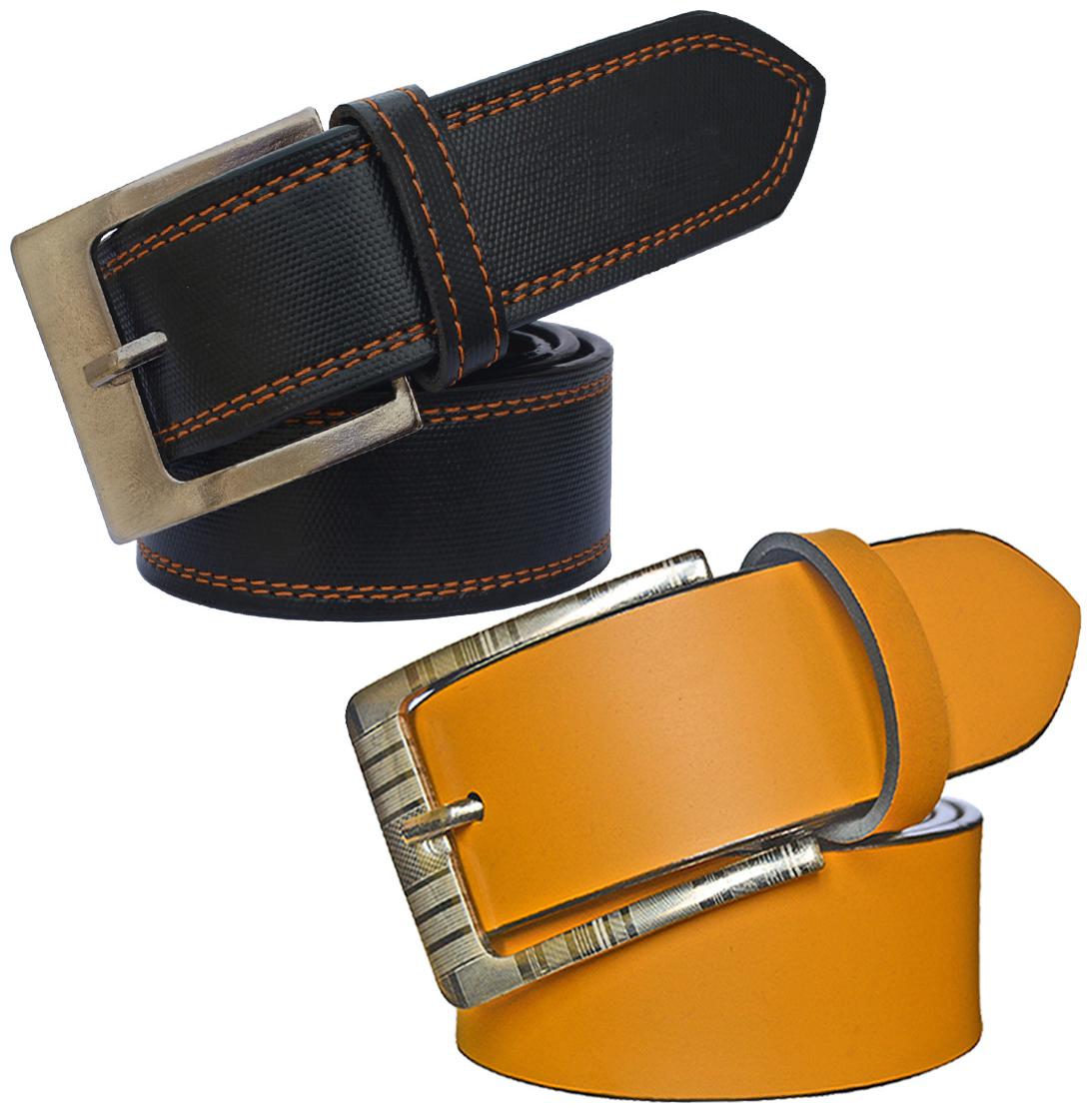 

Sunshopping Men s Black And Tan Synthetic Leather Belt