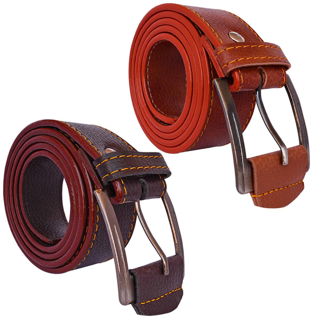 

Sunshopping men s Brown and Tan Leatherite belts combo