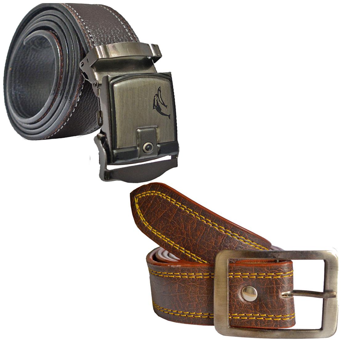 

Sunshopping Men s Brown Leatherite Belt (Pack Of Two)
