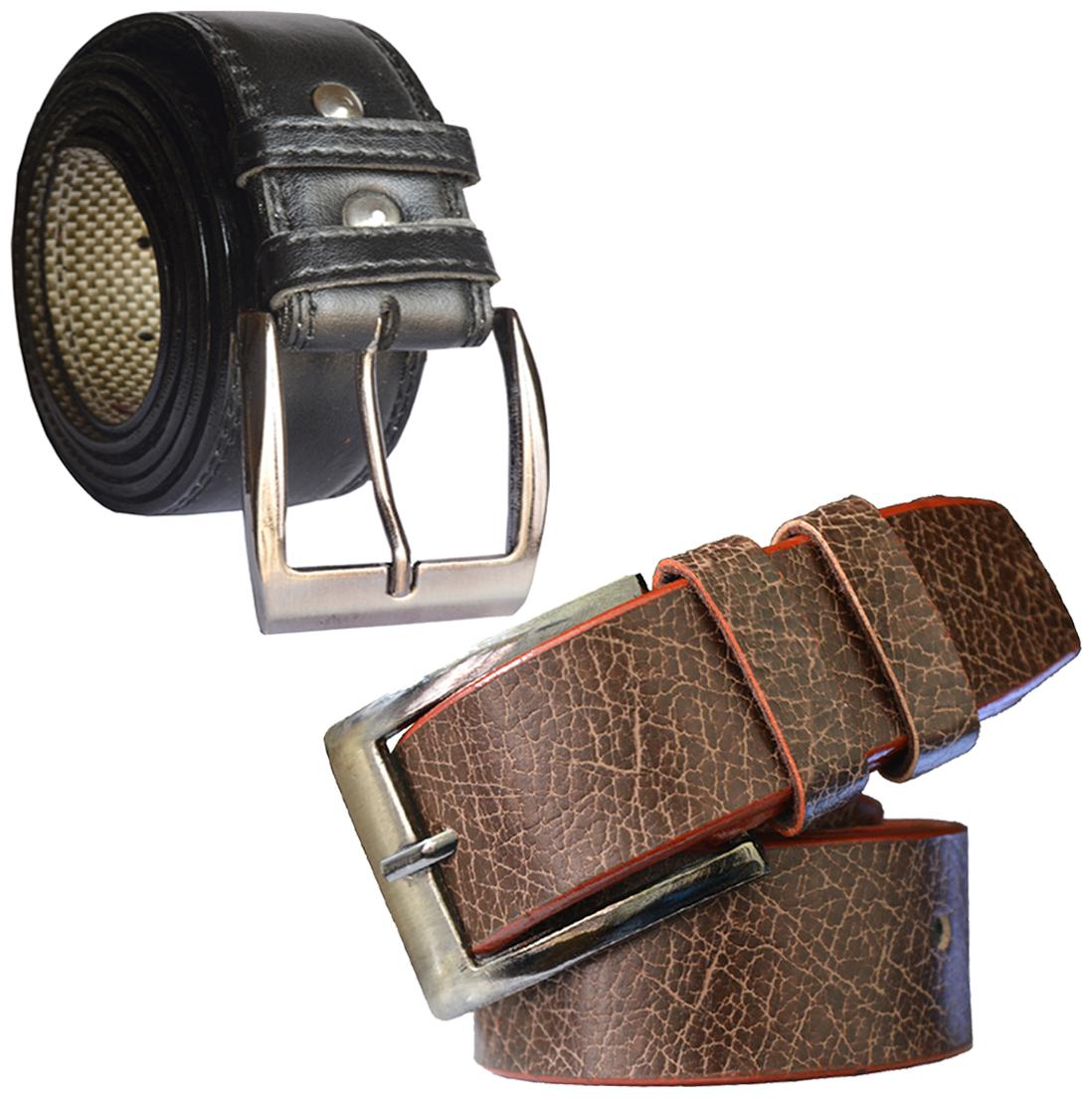 

Sunshopping men s Black and Brown Leatherite belts combo