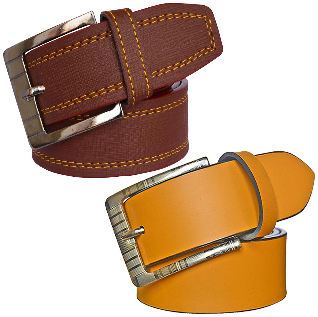 

Sunshopping Men s Brown And Tan Synthetic Leather Belt