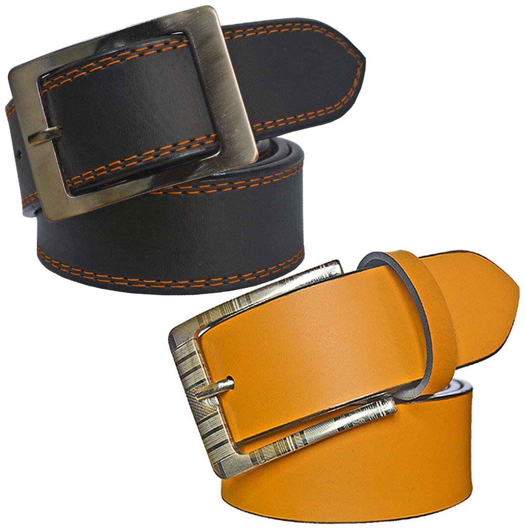 

Sunshopping Men s Black And Tan Synthetic Leather Belt