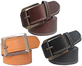 Sunshopping men's multicolor leatherite needle pin point buckle belt size from 28 to 38 (pack of three)
