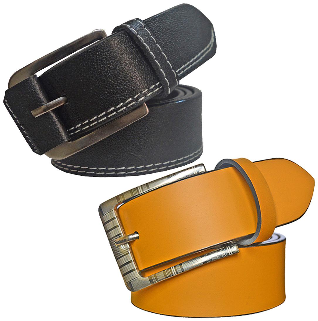 

Sunshopping Men s Black And Tan Synthetic Leather Belt