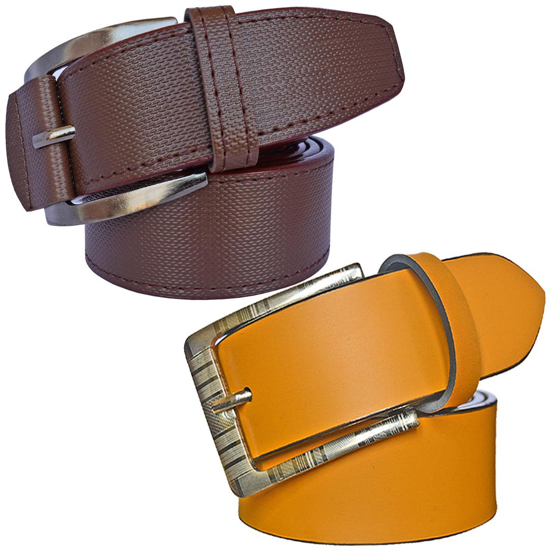 

Sunshopping Men s Brown And Tan Synthetic Leather Belt