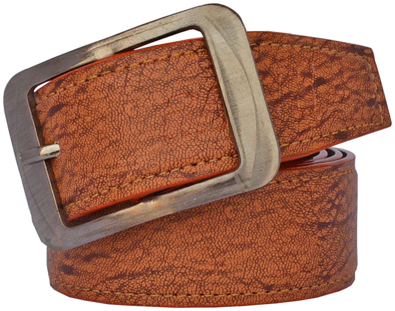 

Sunshopping men s Tan Rectangle shape Buckle Leatherite belt