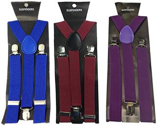 Sunshopping men's maroon purple and royal blue elastic adjustable Suspenders (pack of three)