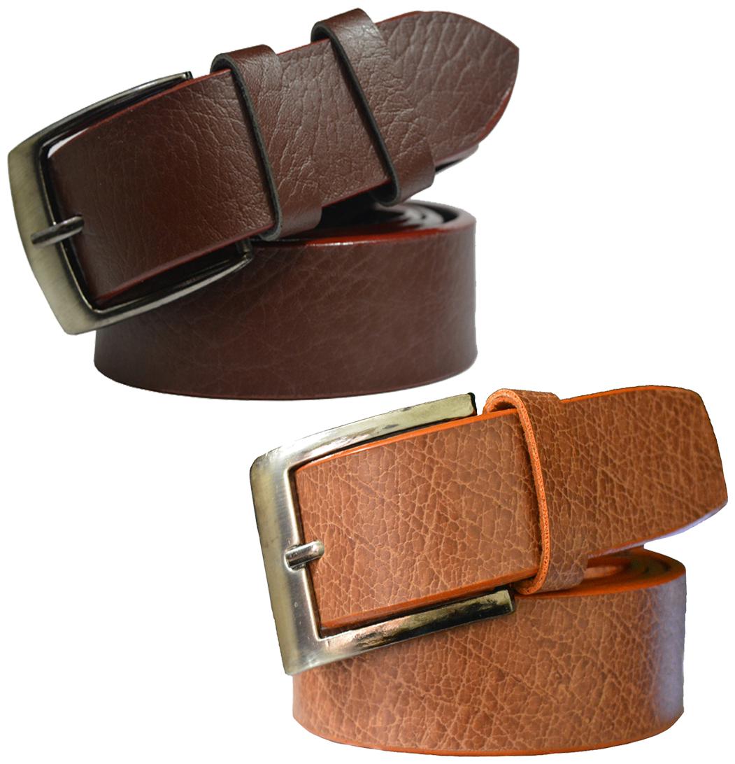 

Sunshopping men s brown and tan leatherite pin point buckle belts combo