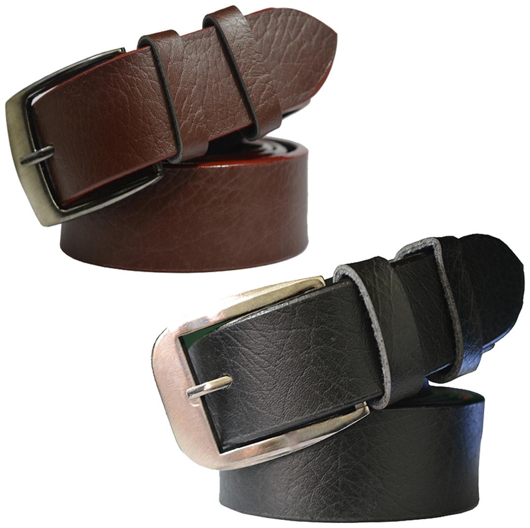 

Sunshopping men s balck and brown leatherite pin point buckle belts combo