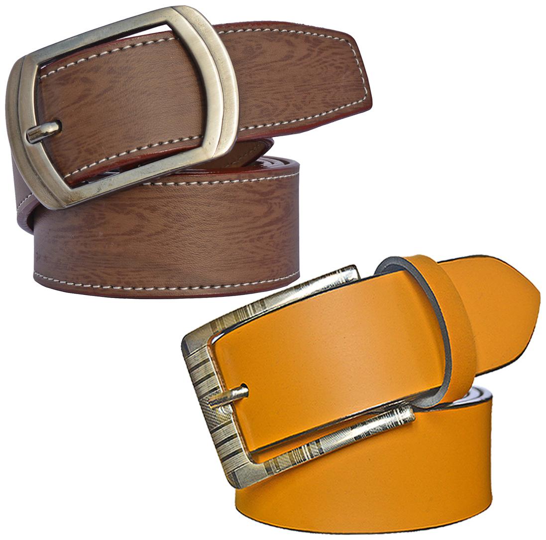 

Sunshopping Men s Brown And Tan Synthetic Leather Belt