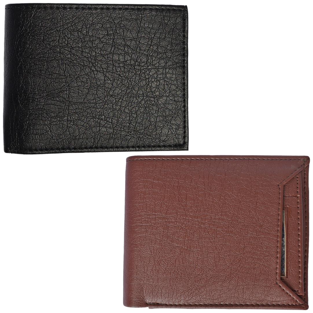 

Sunshopping Men Brown Black Synthetic leather Bi-Fold Wallet ( Pack of 2 )
