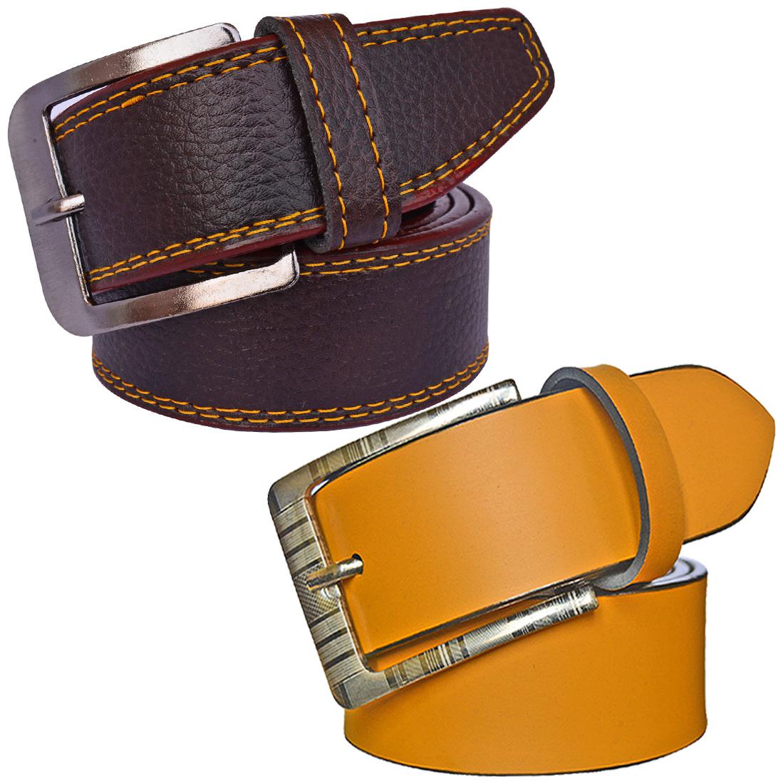

Sunshopping Men s Brown And Tan Synthetic Leather Belt