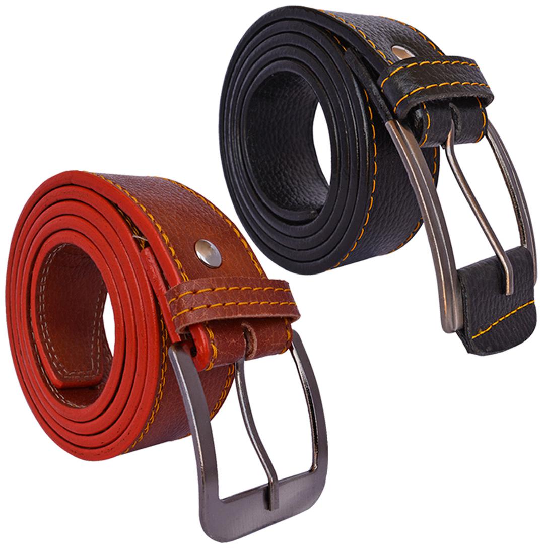 

Sunshopping men s Black and Tan Leatherite belts combo