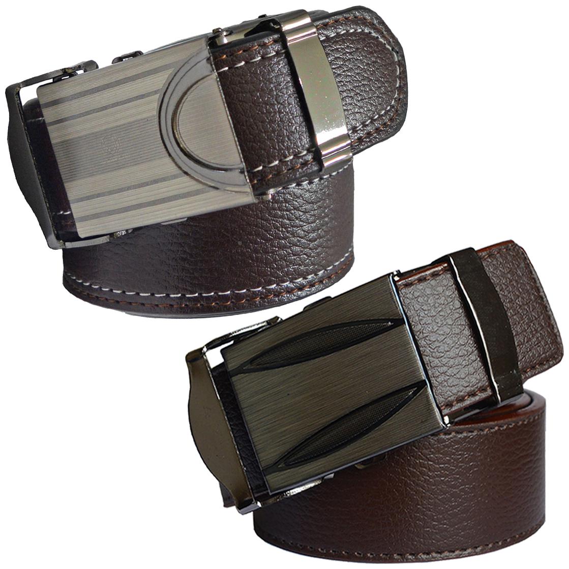 

Sunshopping Men S Brown Leatherite Auto Lock Buckle Belts Combo