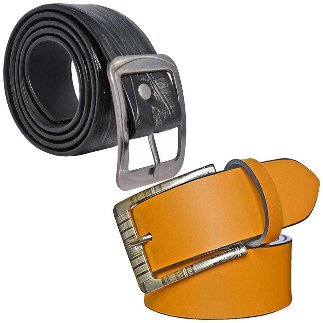 

Sunshopping Men s Black And Tan Synthetic Leather Belt