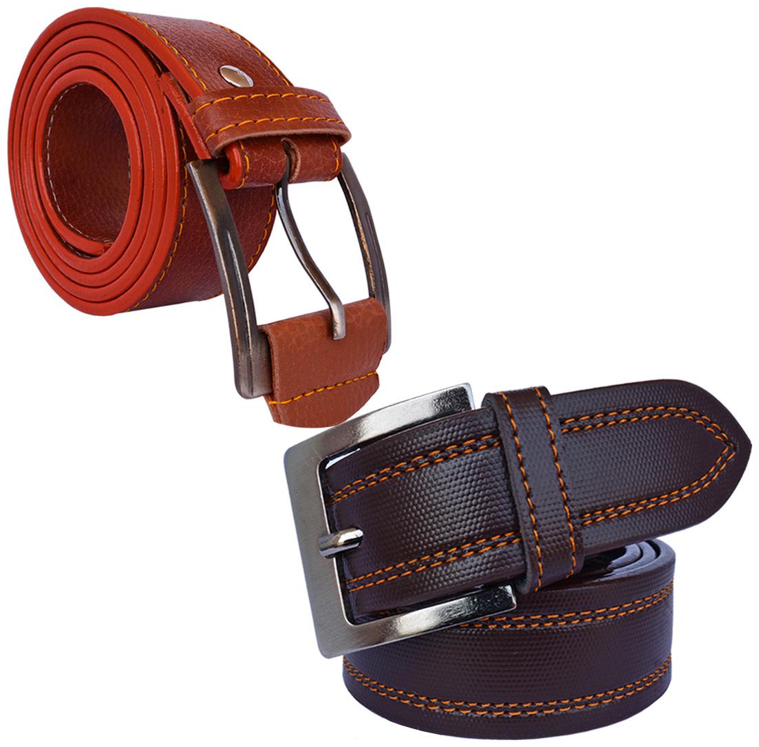

Sunshopping men s Brown and Tan Leatherite belts combo