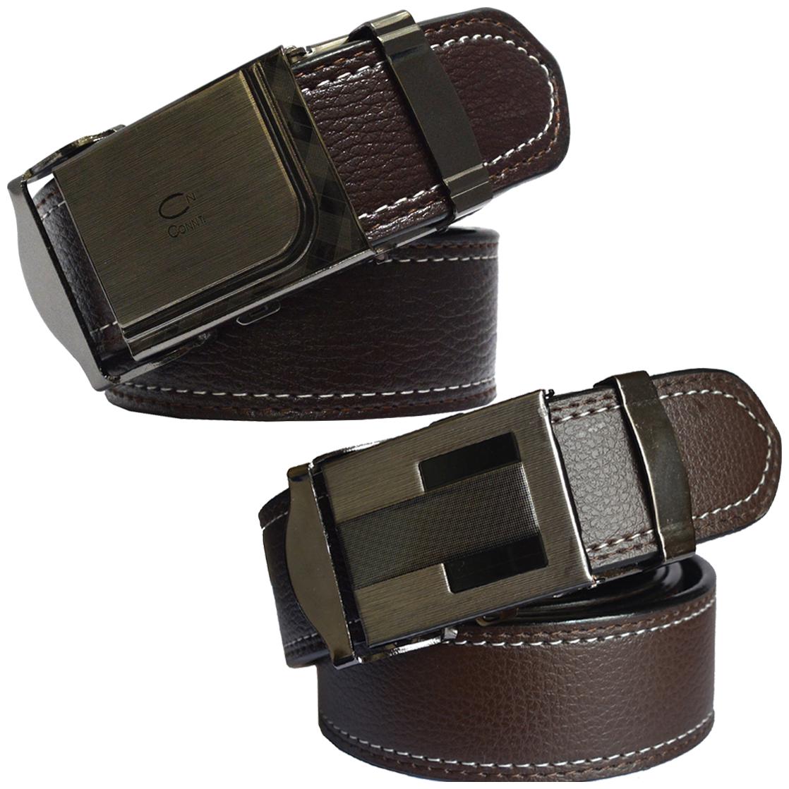 

Sunshopping Men S Brown Leatherite Auto Lock Buckle Belts Combo