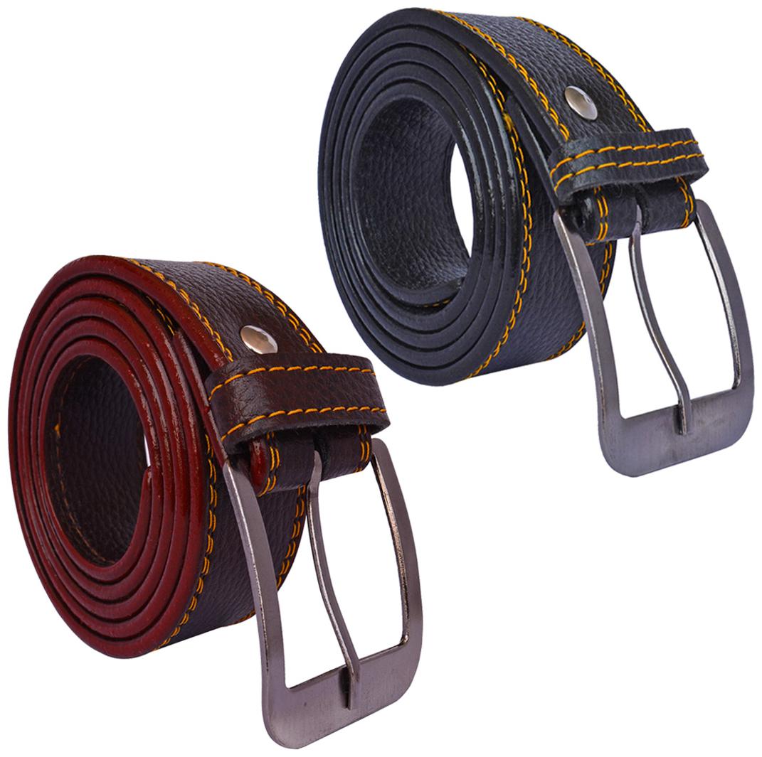 

Sunshopping men s Black and Brown Leatherite belts combo