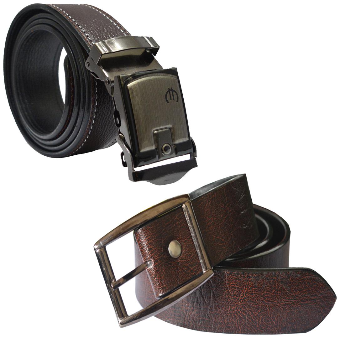 

Sunshopping Men s Brown Leatherite Belt (Pack Of Two)