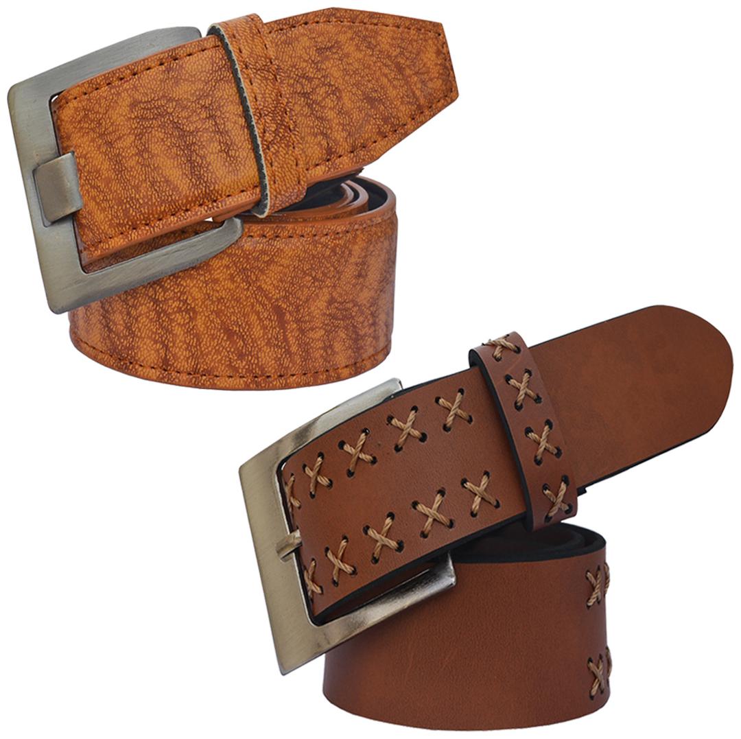 

Sunshopping Men s Tan Synthetic Belts Combo