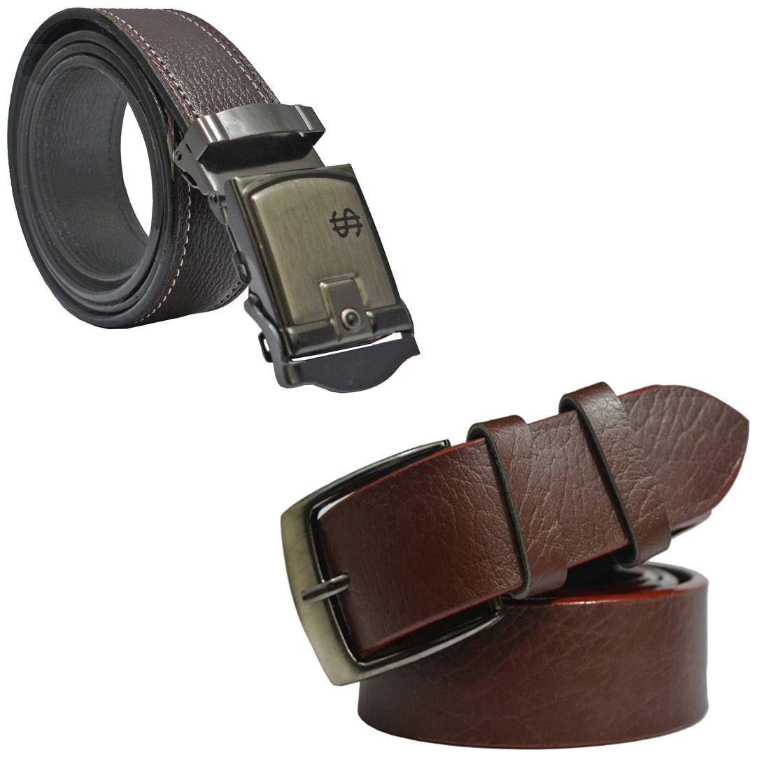 

Sunshopping Men s Brown Leatherite Belt (Pack Of Two)