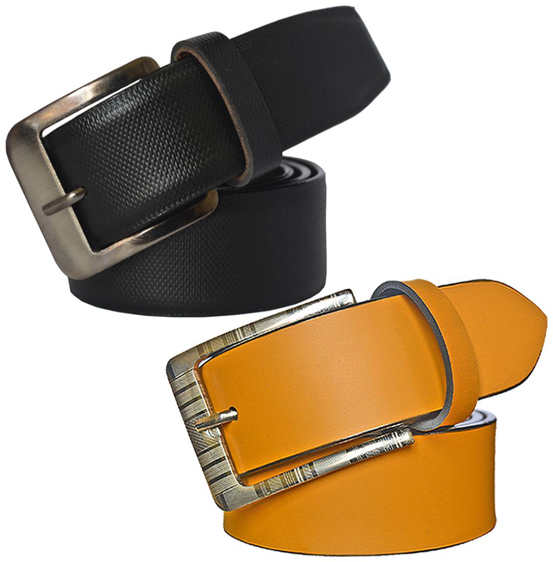 

Sunshopping Men s Black And Tan Synthetic Leather Belt