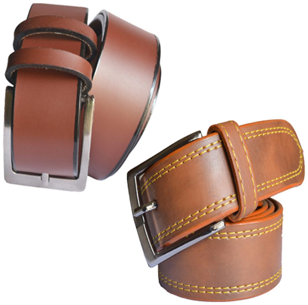 

Sunshopping men s brown and tan leatherite needle pin point buckle belts combo