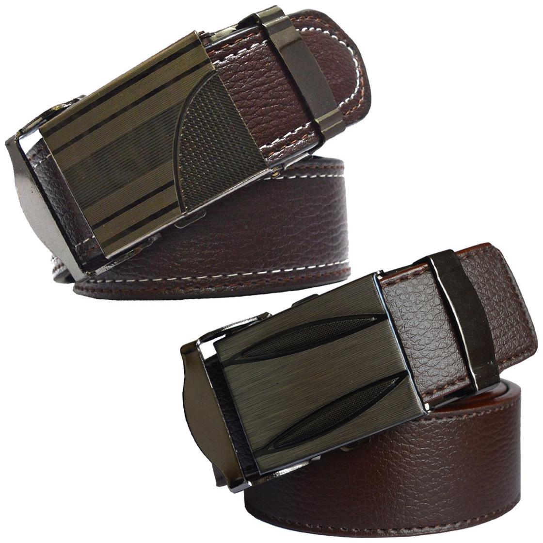 

Sunshopping Men S Brown Leatherite Auto Lock Buckle Belts Combo