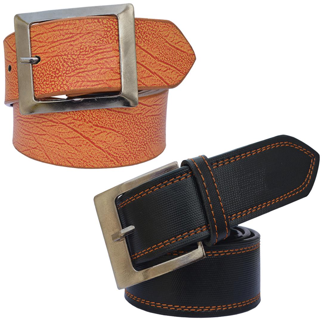 

Sunshopping men s Black and Tan Synthetic belts combo