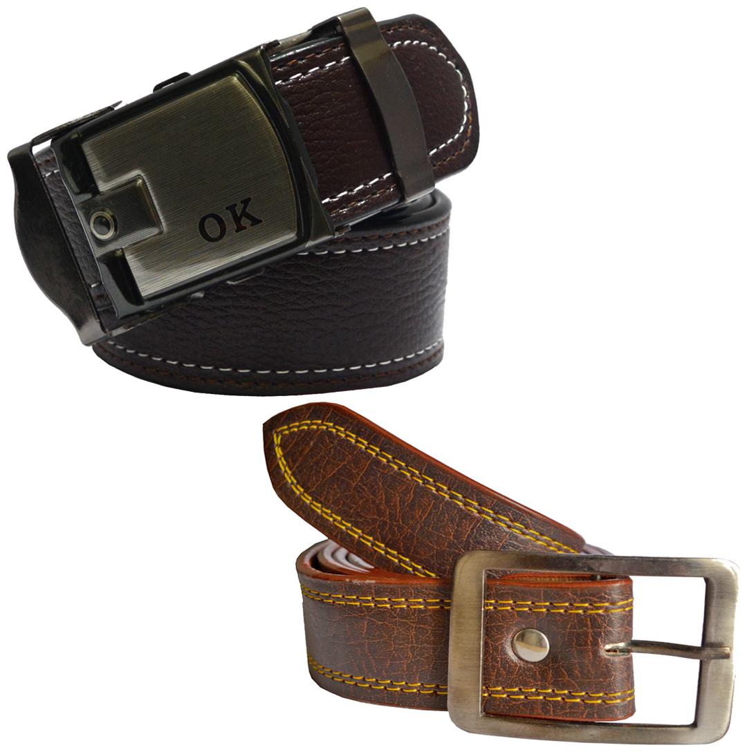 

Sunshopping Men s Brown Leatherite Belt (Pack Of Two)