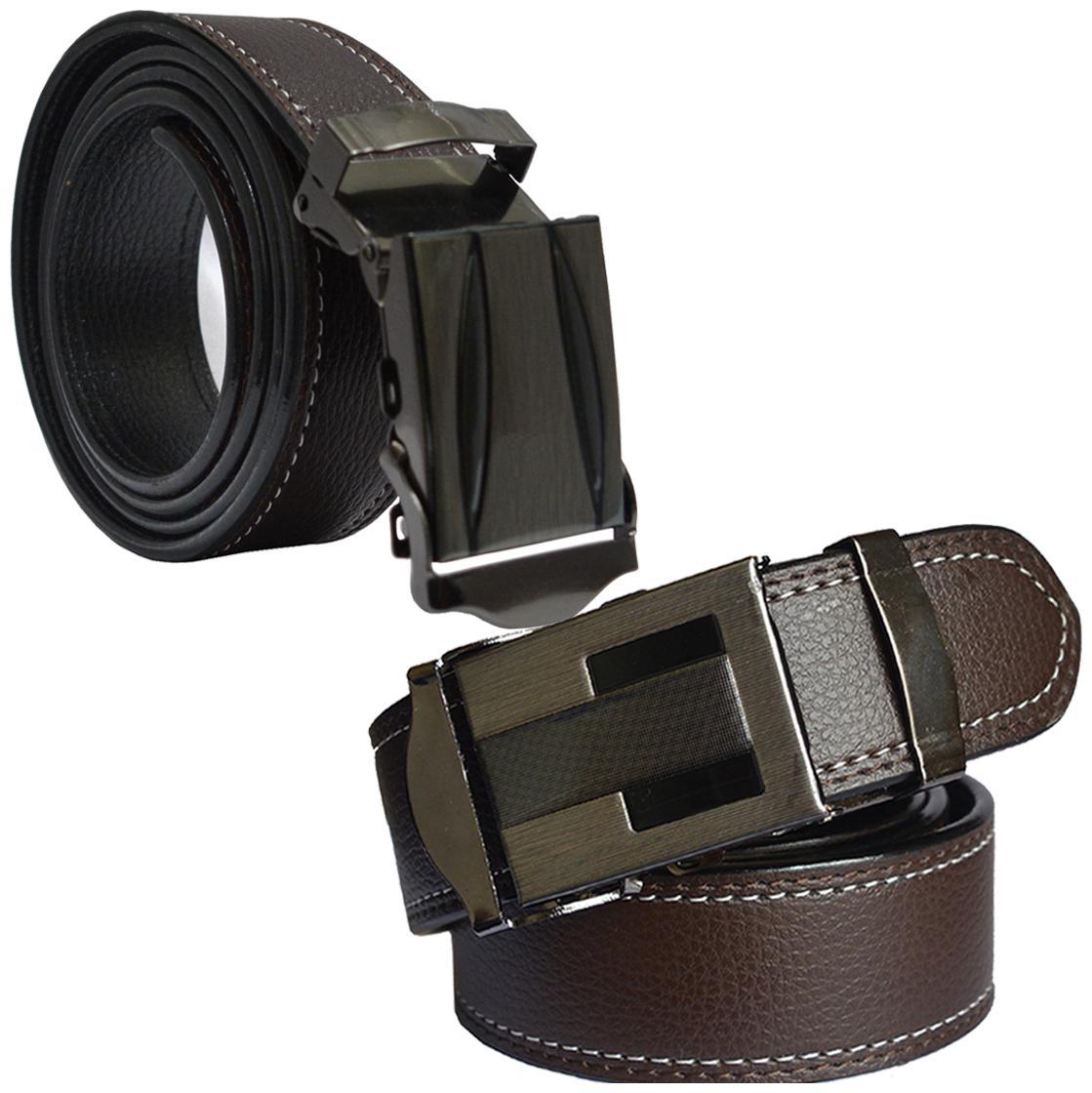 

Sunshopping Men S Brown Leatherite Auto Lock Buckle Belts Combo