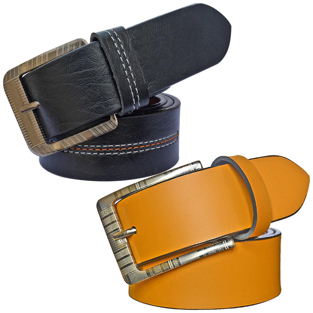 

Sunshopping Men s Black And Tan Synthetic Leather Belt
