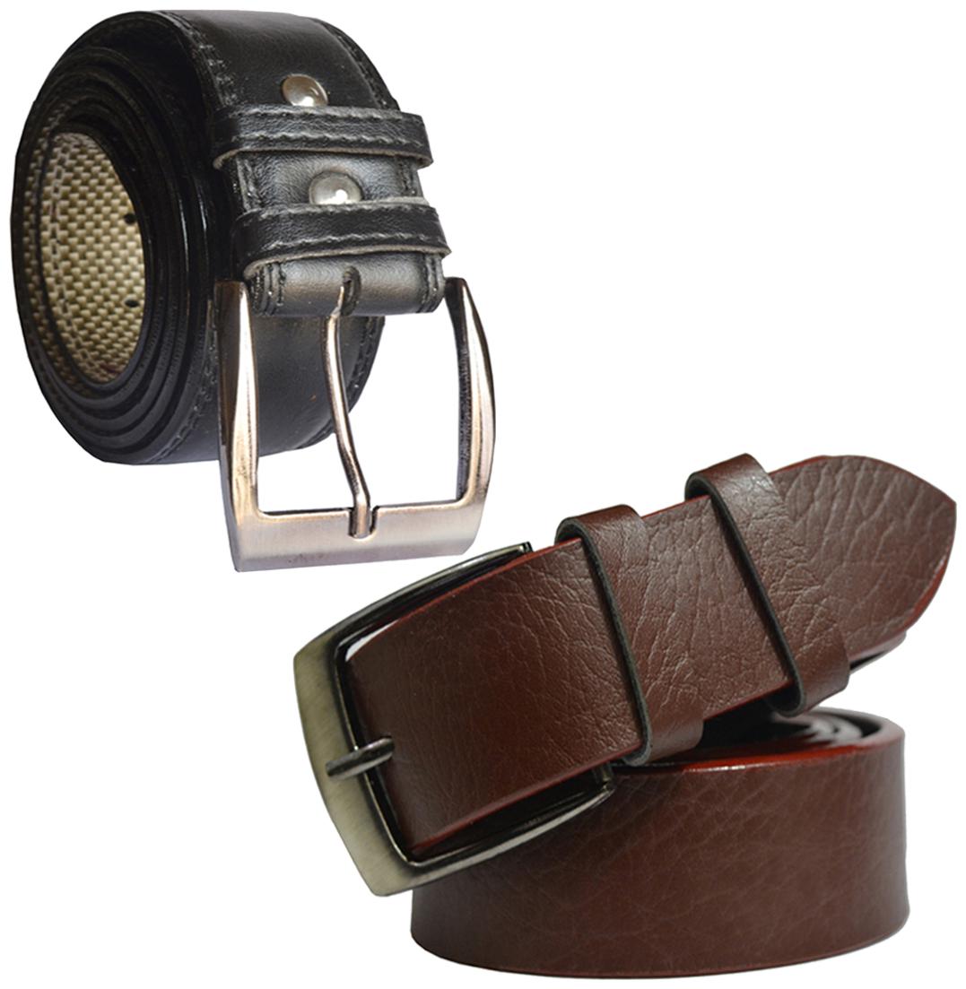 

Sunshopping men s Black and Brown Leatherite belts combo
