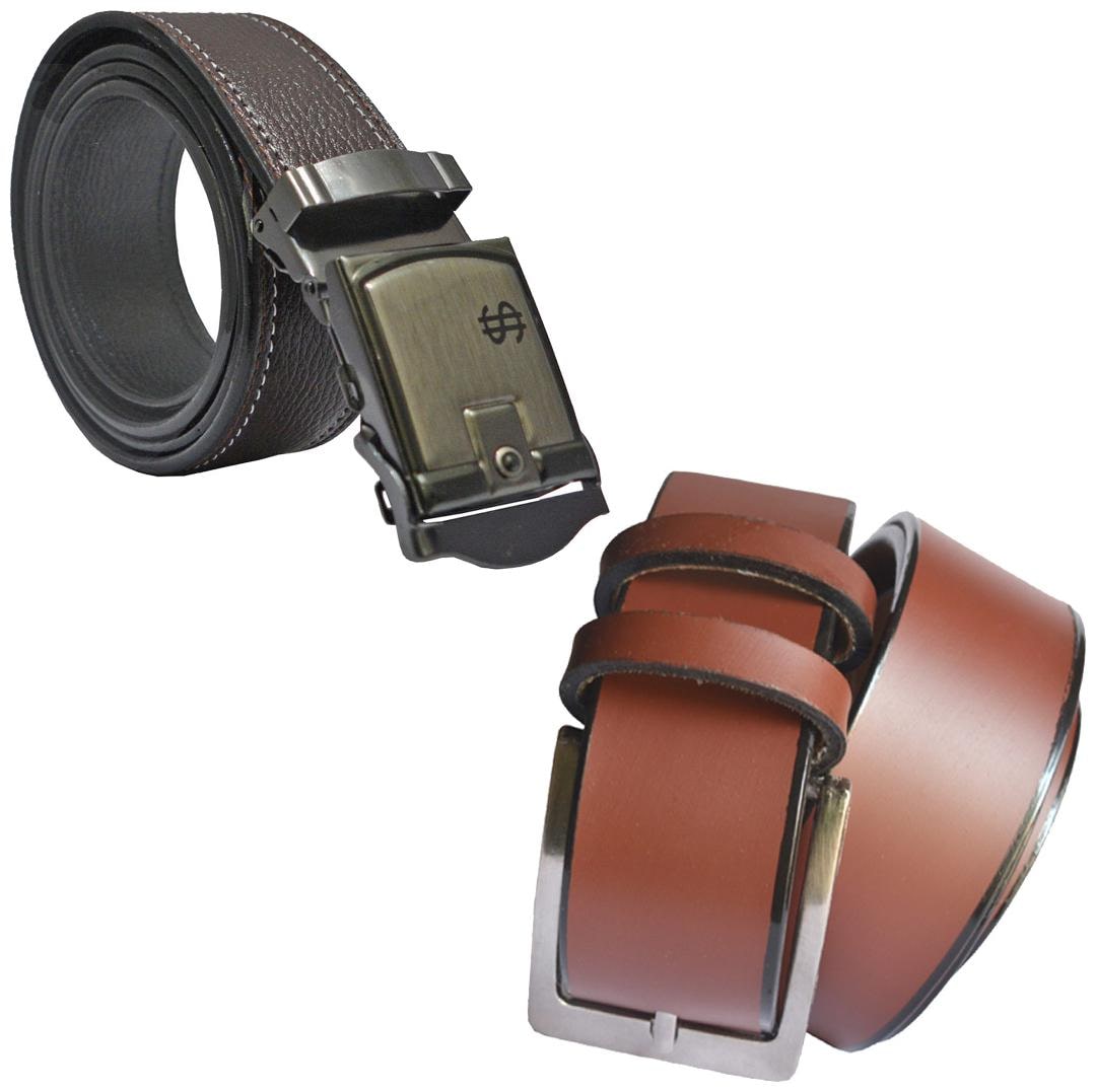 

Sunshopping Men s Brown Leatherite Belt (Pack Of Two)