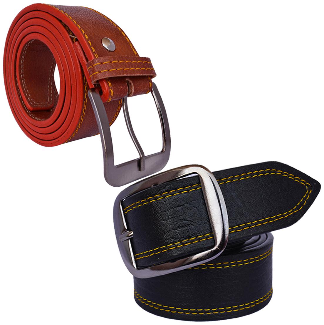 

Sunshopping men s Black and Tan Leatherite belts combo